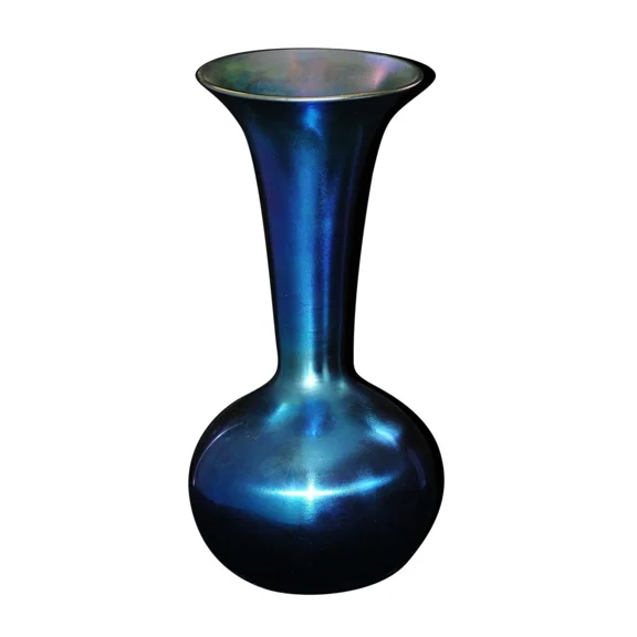Pre-Owned Durand Cobalt Blue Iridescent Monument Trumpet Vase