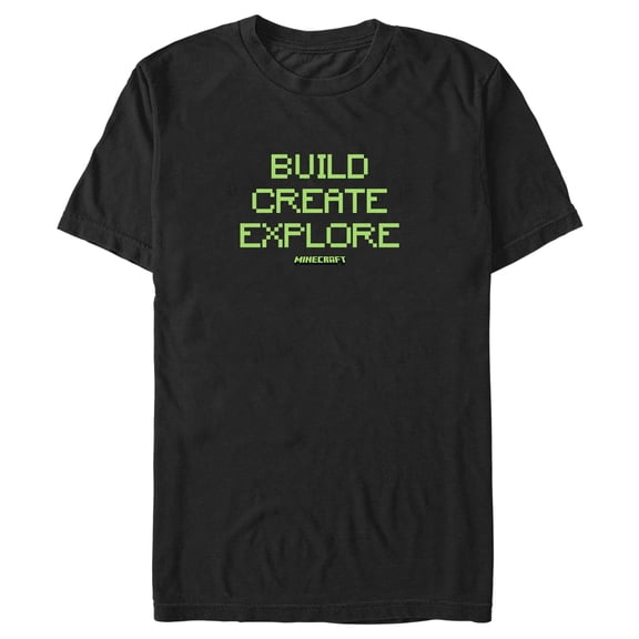 Men's Minecraft Pixelated Build Create Graphic Tee Black X Large