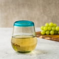 thumbnail image 3 of 10 Strawberry Street Aqua Rim Stemless Wine Handblown Mexican Glass, Set of 6, 3 of 4