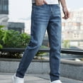 thumbnail image 2 of CHEEREAM Men's Blue Slim Fit Jeans Stretch Destroyed Ripped Skinny Jeans Side Striped Denim Pants with Pockets Blue L, 2 of 8