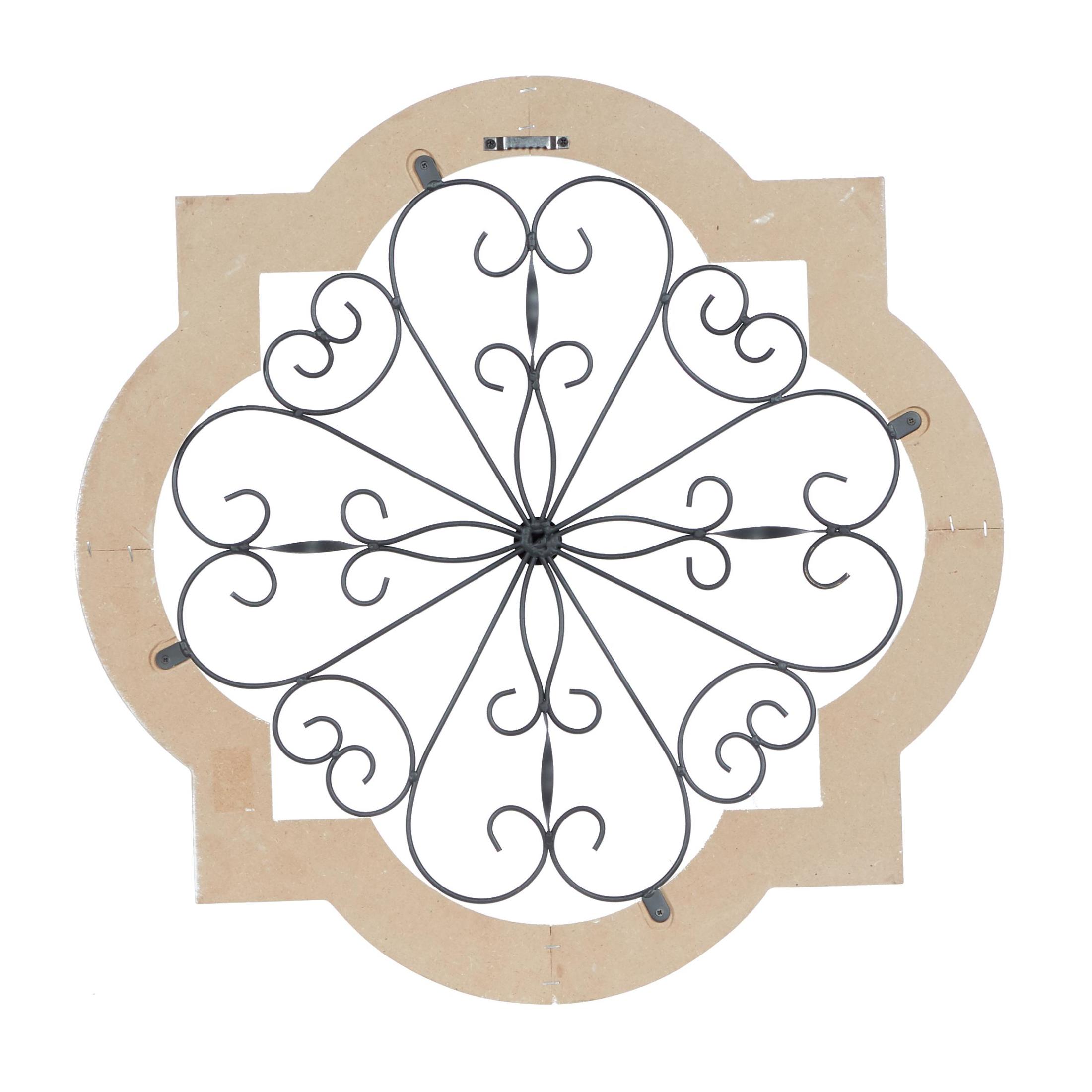 DecMode White Wooden Scroll Wall Decor with Metal Scroll Work