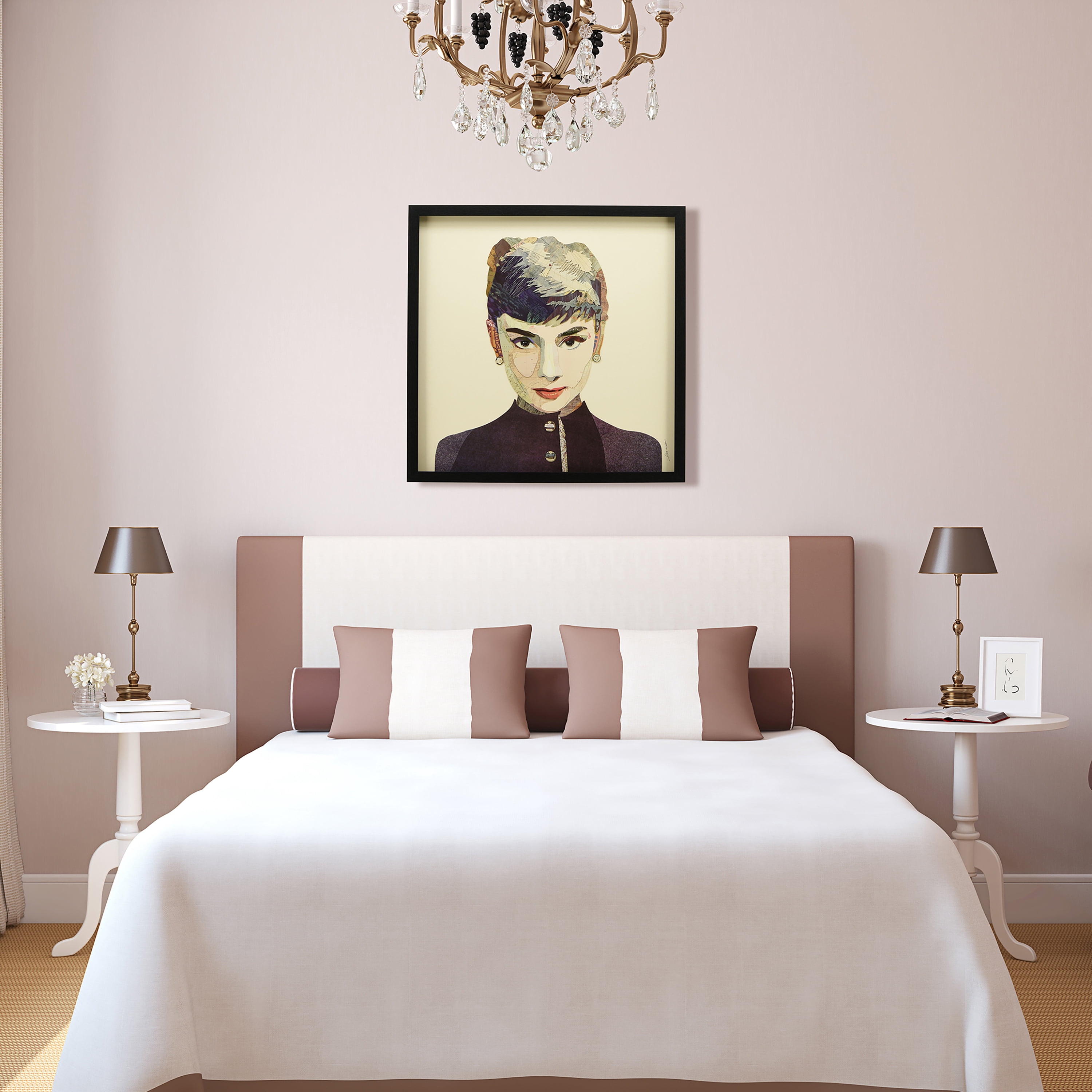 "Audrey" Dimensional Collage Framed Graphic Art Under Glass Wall Art