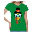thumbnail image 1 of Awkward Styles Thanksgiving T-Shirt Turkey Face Shirts for Women, 1 of 4