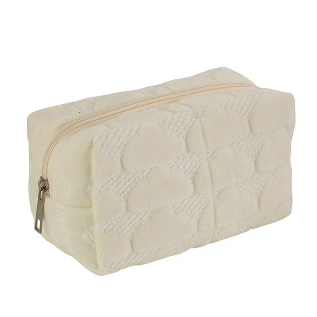 MesaSe Makeup Bag High Capacity Comfortable Touch Dust-proof Portable Cloud Shape Soft Plush Cosmetic Handbag for Daily Use