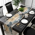thumbnail image 5 of Navy Blue Brown Table Runner Cotton Linen 36 Inch Holiday Dresser Scarves, Rustic Tropical Botanical Palm Leaves Tablerunner for Kitchen Coffee Dining Bedroom Dinner Scarf Décor 13''x36'', 5 of 9