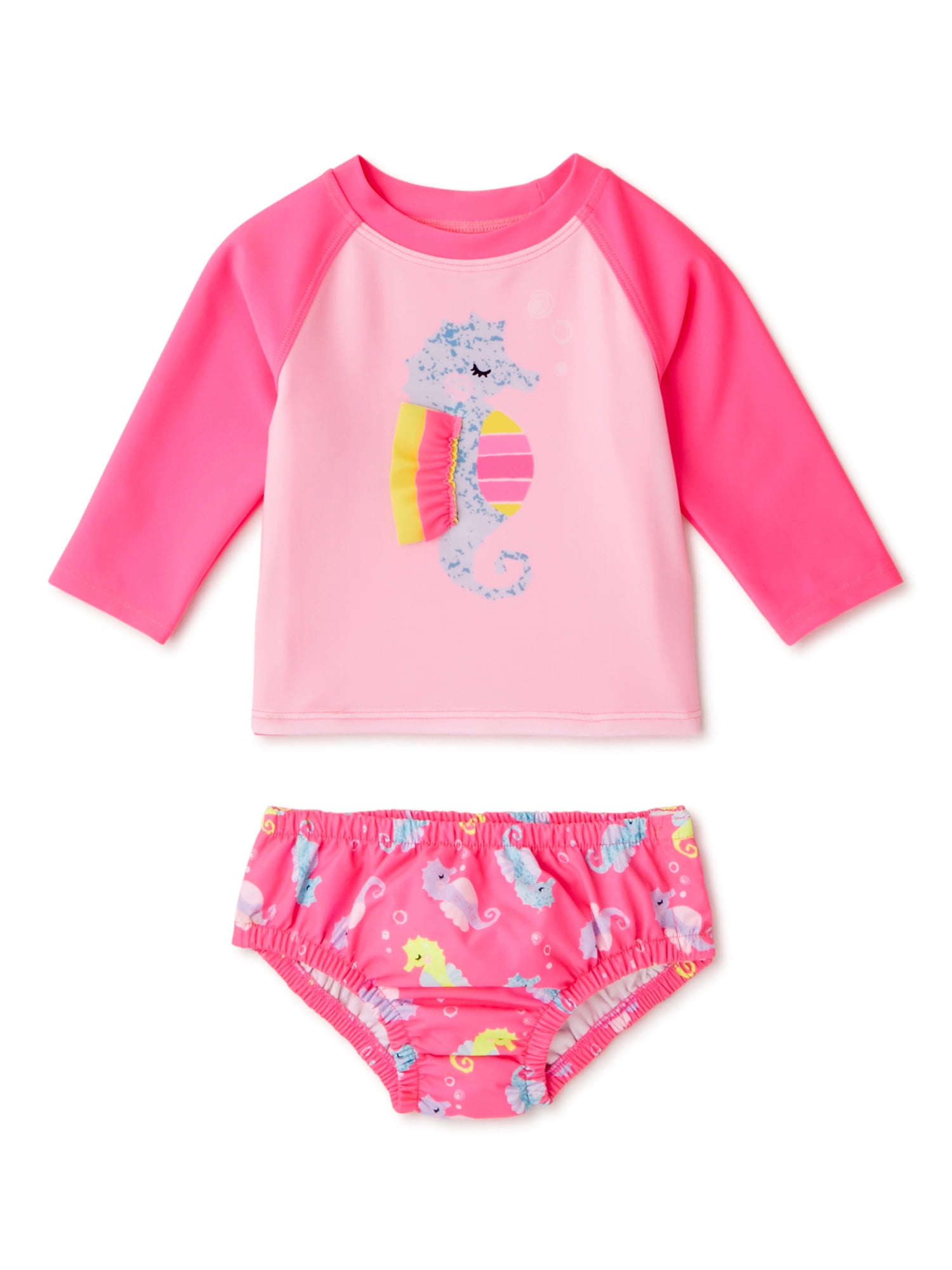 2-Piece Long-Sleeve Rash Guard Set Essentials Toddler and Baby Girls' UPF 50