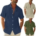 thumbnail image 4 of Sunloudy Camisa casual para hombre, color sólido, manga corta, cuello de solapa, ajuste delgado, tops de ocio con botones Sunloudy moda, 4 of 4