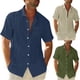 thumbnail image 4 of Sunloudy Camisa casual para hombre, color sólido, manga corta, cuello de solapa, ajuste delgado, tops de ocio con botones Sunloudy moda, 4 of 4