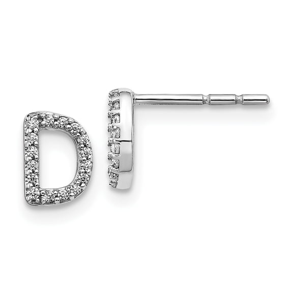 14k White Gold Diamond Initial D Earrings 14k White Gold Earrings