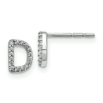 14k White Gold Diamond Initial D Earrings 14k White Gold Earrings