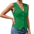 thumbnail image 4 of Vest Sleeveless V Neck Button Front Solid for Women Sunny Weekend Seasonal Favorite Casual Dressing Daily Commute Everyday Outfit Season Shift Summer Outfits, 4 of 6