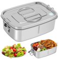 thumbnail image 1 of Stainless Steel Bento Box with Handle Leakproof Stainless Steel Food Container with 2 Compartment 1.1L Stainless Steel Lunch Box Reusable Metal Lunch Box Portable for Home Office School 7, 1 of 10