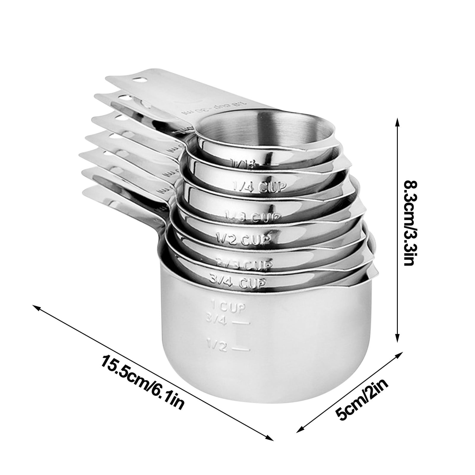 Measuring Cups, Not Easy To Wear Measuring Cups Set 304 Stainless Steel  Round-shape Spoon Head for Kitchen for Restaurant