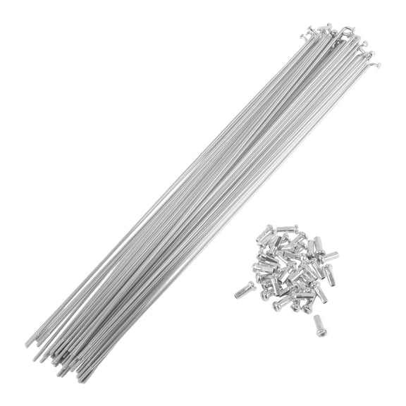 Unique Bargains 36 Set 14g Bicycle Spoke 255 mm Bicycle Steel Spoke No.45 Steel Galvanized Silver Tone