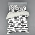 thumbnail image 2 of Ambesonne Fish Bedding Set 3 Pcs, Sea Animals Black White, Twin, Black White, 2 of 3