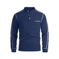thumbnail image 2 of Henley Shirts for Men with Pocket Summer Casual Crew Neck Long Sleeve Waffle Weave T Shirts for Man Basic Tops, 2 of 4