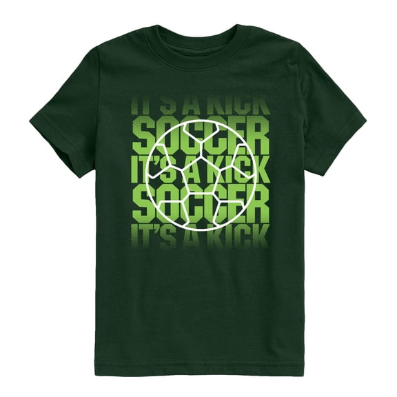 Instant Message - Soccer it's a Kick - Youth Boys Short Sleeve Graphic T-Shirt