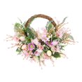 thumbnail image 1 of Guirnalda de Pascua con huevos pastel, decorativa, para interiores y exteriores, con flores verdes. Circulo, 1 of 9