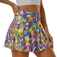 thumbnail image 5 of Yuyamidu Hippie Flowers Women's Tennis Skirts Colorful Floral High Waist Golf Skorts Tummy Control Skirt Athletic Clothes for Women Ladies Casual Outfit Summer Mini Skirts Size L, 5 of 7