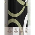 thumbnail image 7 of Black Geometric Semi Sheer Curtains 54 Inch Length 2 Panels Set, Modern Sage Green White Striped Art Sheer Kitchen Curtain Privacy Voile Window Curtain for Living Room Bedroom Rod Pocket Drapes, 7 of 7
