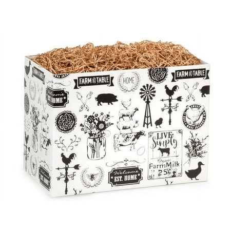 6 PK, Farmhouse Favorites Basket Boxes, Large 10.25 x 6 x 7.5" For Party, Holiday & Event Decor