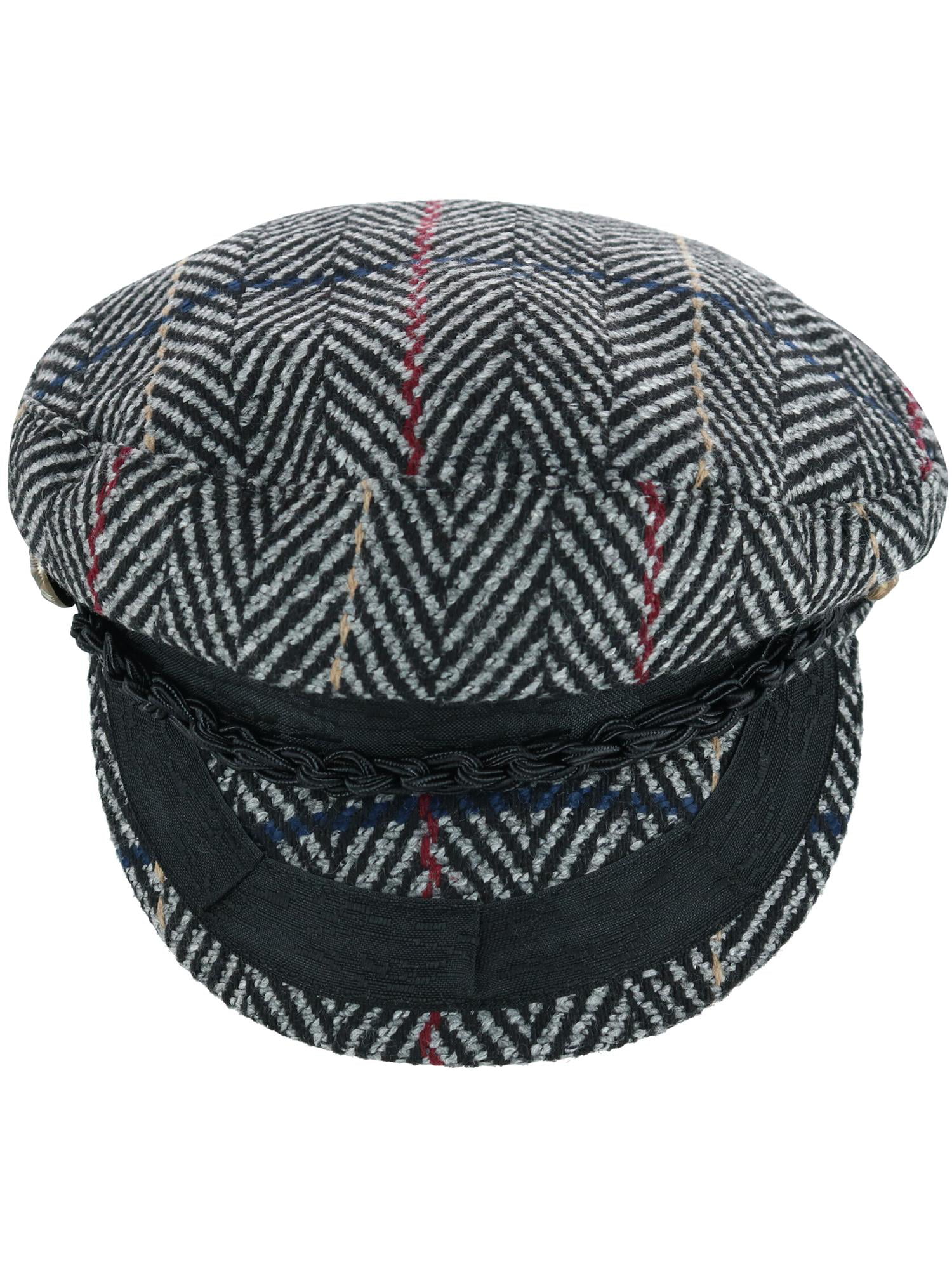 Trendy Apparel Shop Cotton Herringbone Texture Newsboy Greek Fisherman Hat 