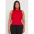 thumbnail image 2 of Womens Plus Size Rib Knit Sleeveless Mock Neck Top, 2 of 5