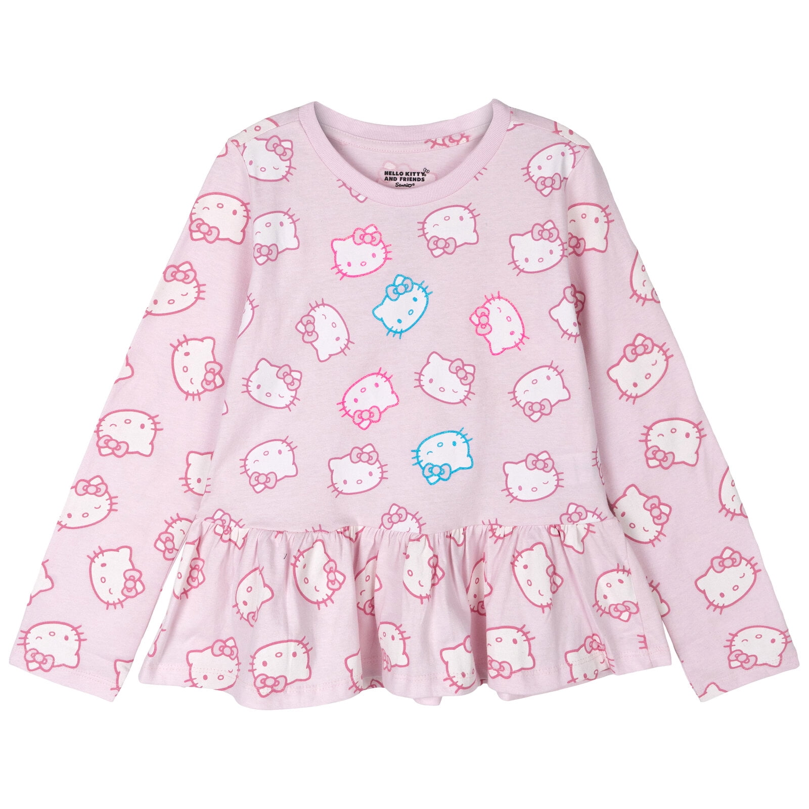 Hello Kitty Cinnamoroll Kuromi 3 Pack Peplum Long Sleeve T-Shirts Toddler to Big Kid