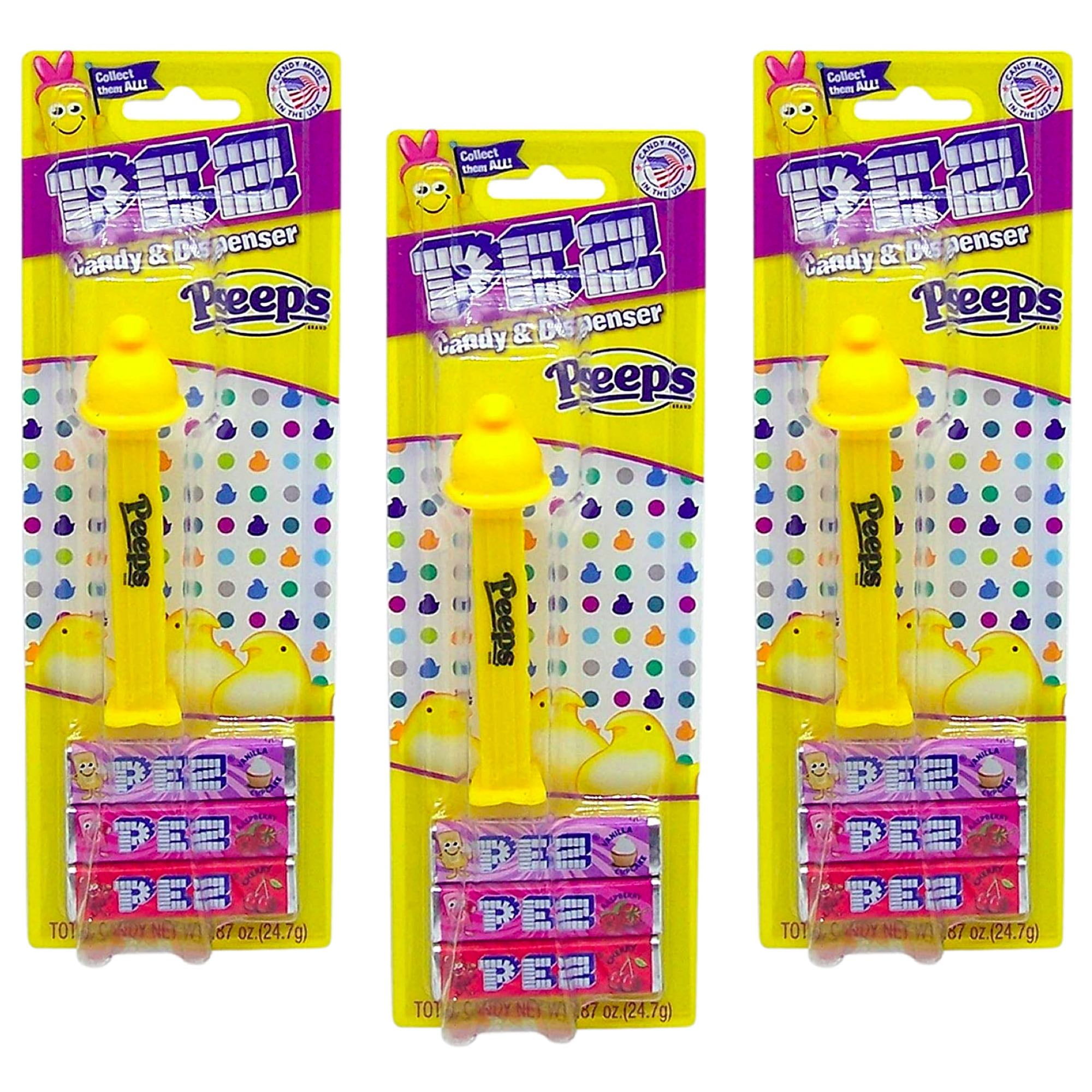 Pink & Yellow Pez Candy & Dispensers Peeps 4 Rolls Of Candy & 2 Containers 