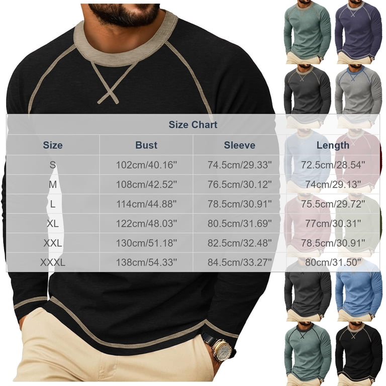 Kinrui Mens Raglan Long Sleeve Shirts Casual Sotft Solid Color Workout ...