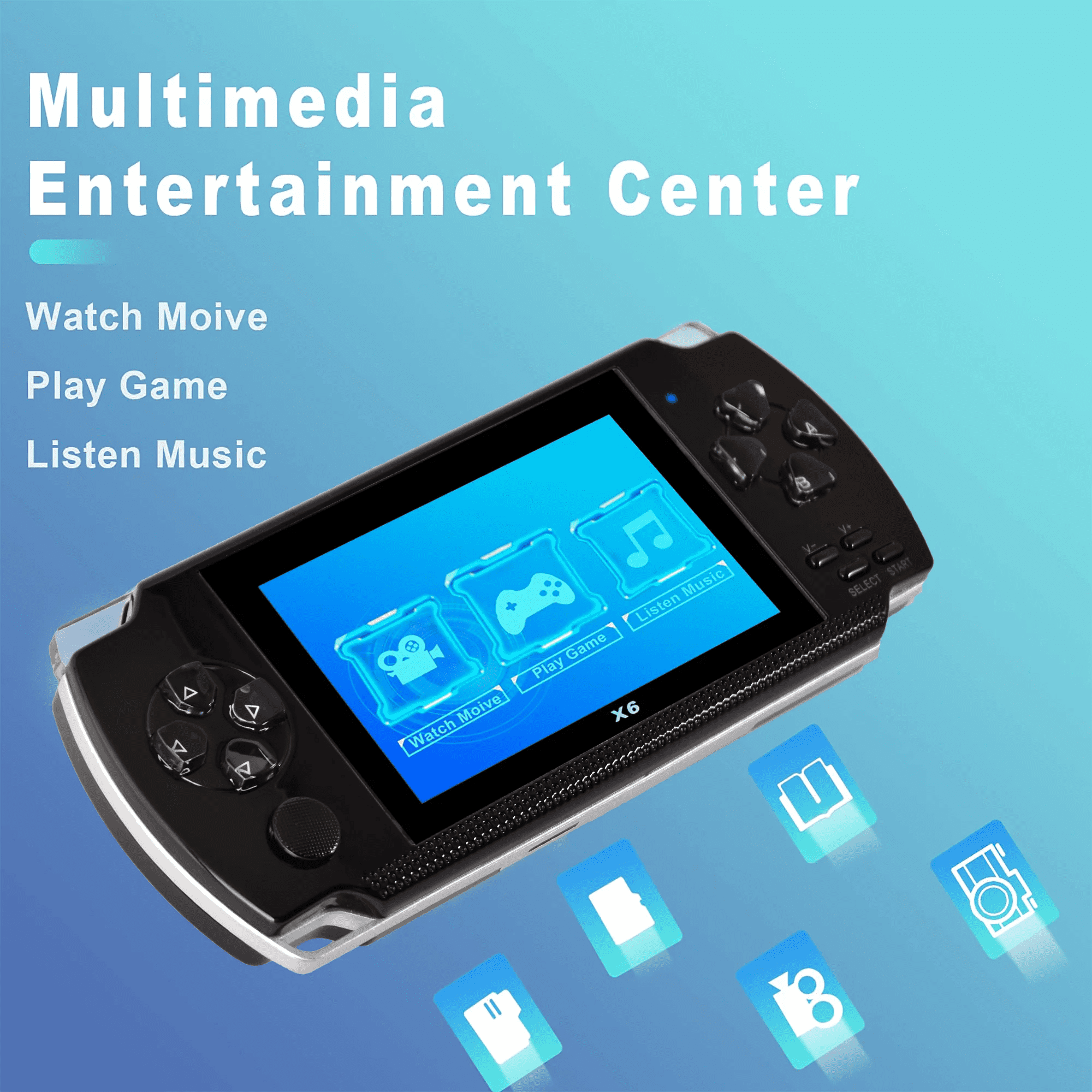 Generic PSP Handheld Game Machine X6, 8GB, 4.3 inch Screen, Built-in Over  10000 Free Games, Black