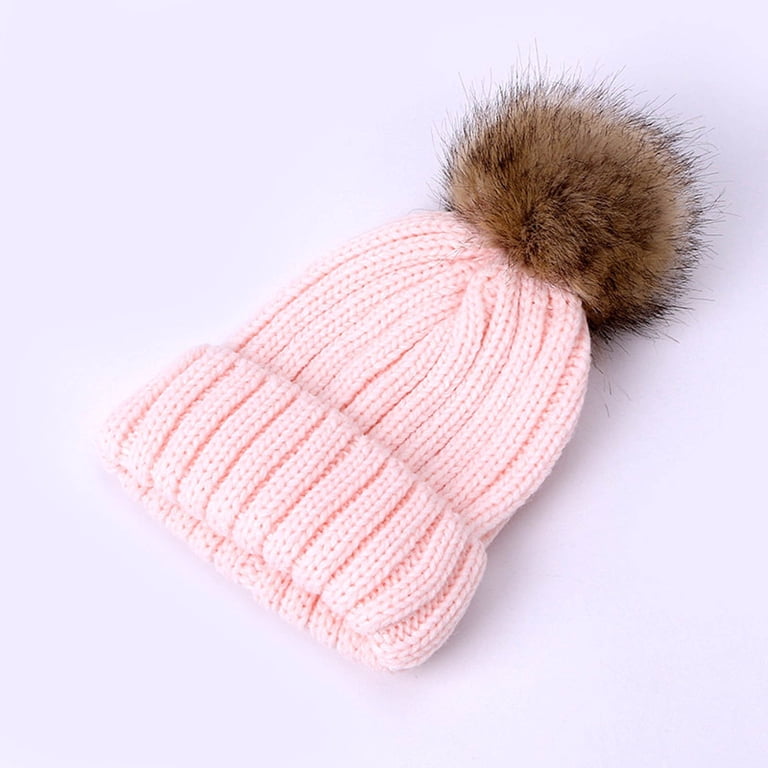 Knitted Cable Knit Bright Pink Bobble Hat Womens Beanie Hats  display picture 2