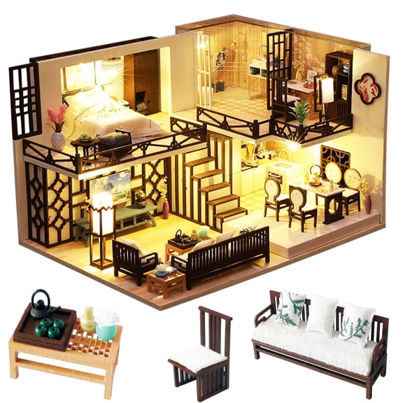 MOJINO DIY Miniature House Kit,Book Nook Kits for Adults to Build,Wooden Dollhouse Making Kit with Furniture, Valentine's Gift Romantic Decor