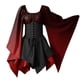 thumbnail image 1 of Gibobby Vestido corto casual para mujer Disfraz medieval para mujer Vestido de camisa irlandesa con manga de trompeta con corsé Vestido tradicional Hallowe(Vino,M), 1 of 4
