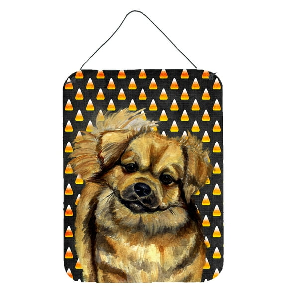Tibetan Spaniel Candy Corn Halloween Portrait Wall or Door Hanging Prints