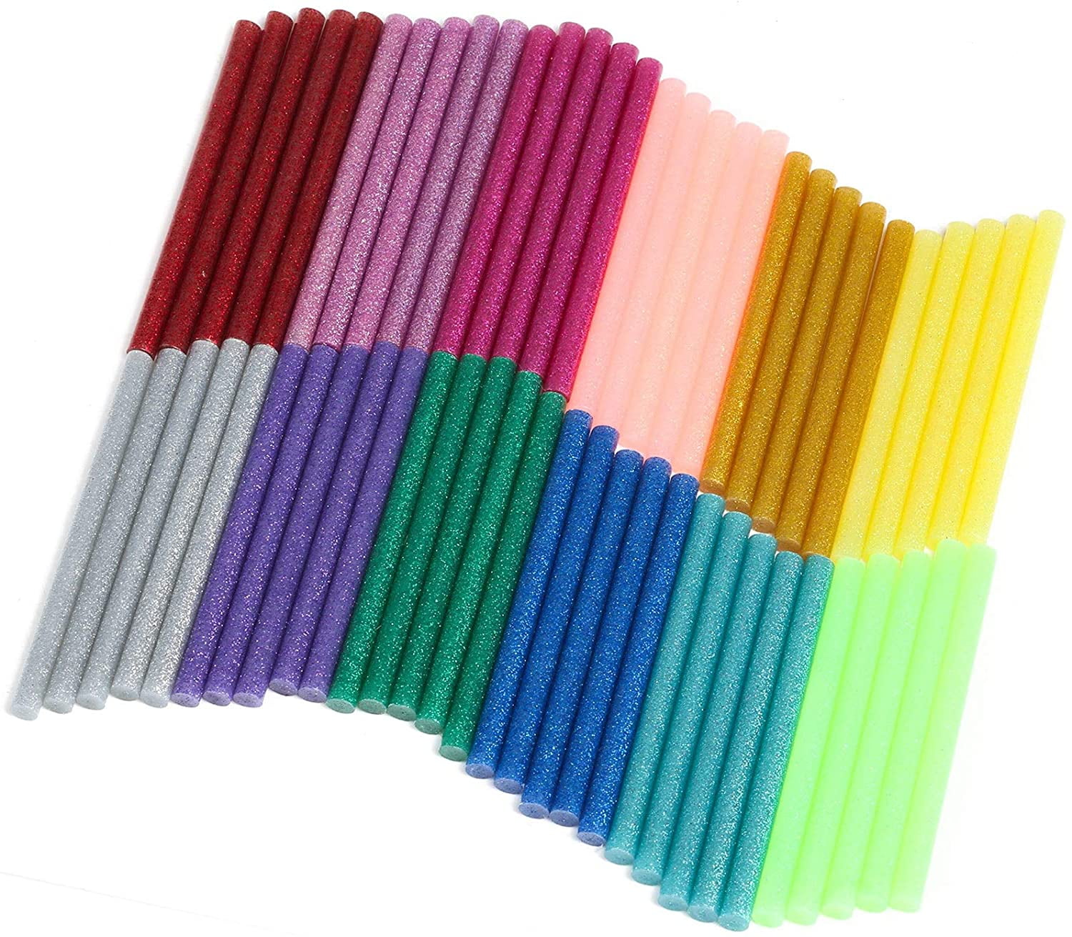 Naler 12 Colors Hot Glue Gun Sticks 60 Pcs Hot Melt Adhesive Mini Glitter Glue Gun Sticks for