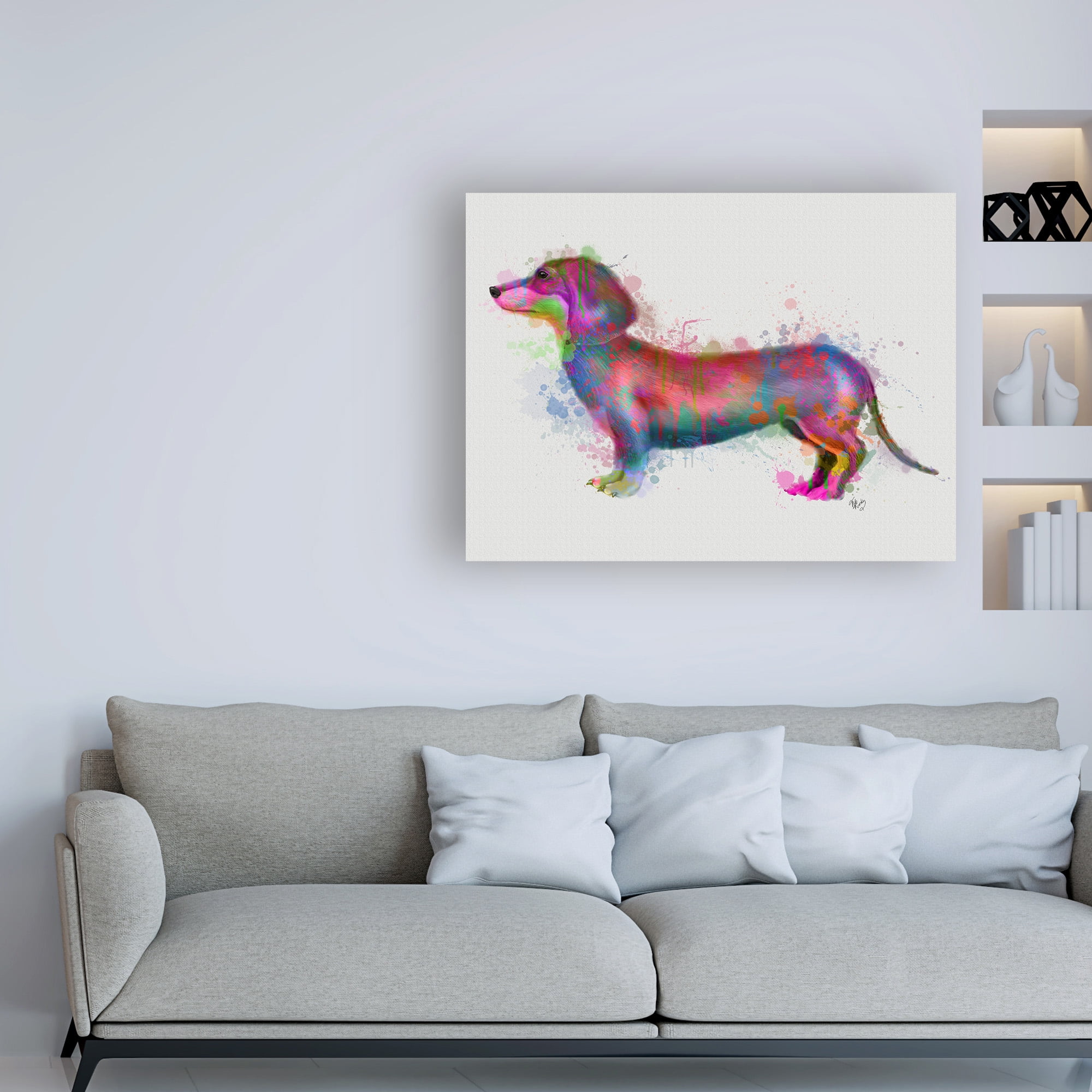 Trademark Fine Art 'Dachshund Rainbow Splash 1' Canvas Art by Fab Funky