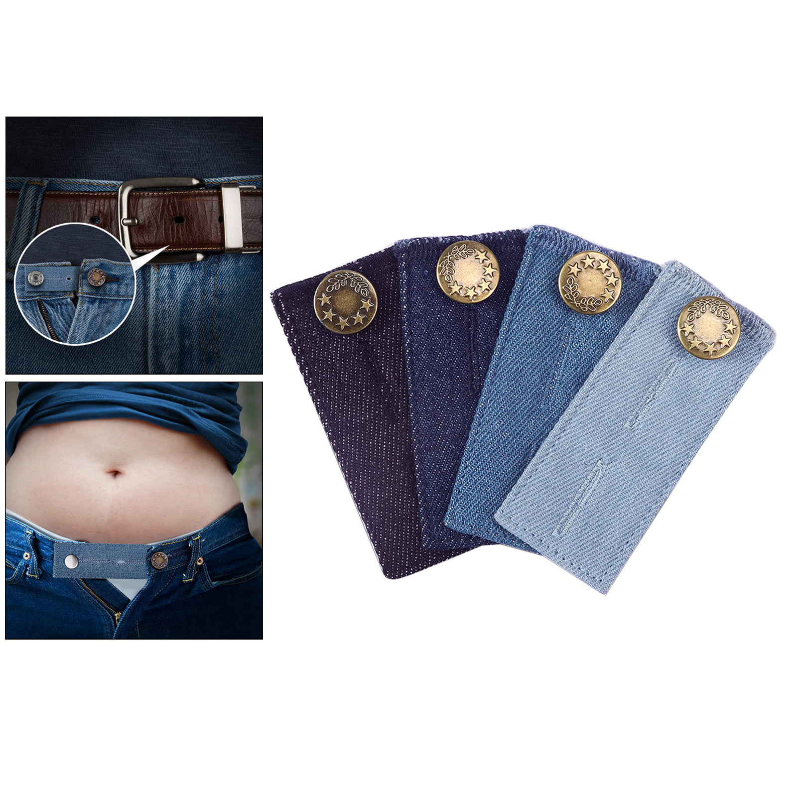 4pcs Jeans Button Waistband Belt Adjustable Waist Extender Maternity Washable S* 