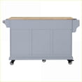 thumbnail image 2 of Kitchen Cart with Rubber Wood Top, 5 Wheels, Storage Cabinet & 2 Drawers | Slate Gray | Dining Room | Solid Wood+MDF, 2 of 8