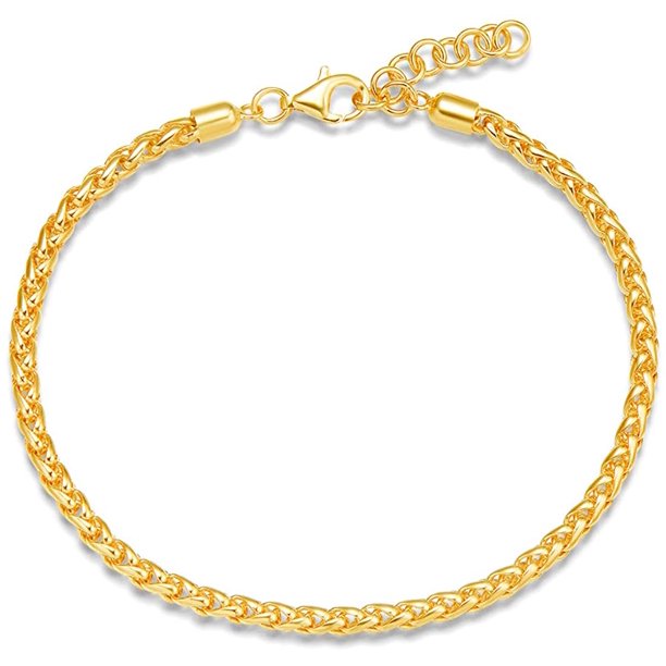 FANCIME Yellow Gold Plated Solid 925 Sterling Silver Cable Link Chain Bracelet Classic Jewelry