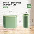 thumbnail image 6 of Bathroom Trash Can with Lid 3.2 Gallon Narrow Trash Can 12 Liter Rectangular Plastic Garbage Can Trash Bin for Bedroom Bathroom, 6 of 8