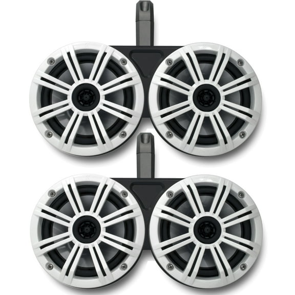 Black Kicker Dual Wake Tower System with Kicker White 6.5" Marine Speakers