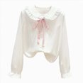 thumbnail image 3 of CAUYDY Collared Shirts for Girls Youth Long Sleeve Button Down Fly Sleeve Blouse, School Uniform Top for Fall Winter Daily Wear Pink Sizes 15-16 Years, 3 of 9