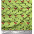 thumbnail image 1 of Soimoi Green Rayon Fabric Leaves,Berries & Bird Folk Art Printed Craft Fabric by the Yard 56 Inch Wide, 1 of 3