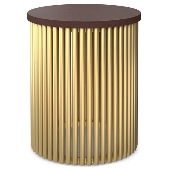Simpli Home Demy 18W Round Slatted Accent Table