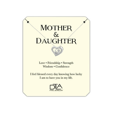 Sterling Silver Mop - DTLA Mother Daughter Necklace in Sterling Silver with Loving Message Card Gift - Heart