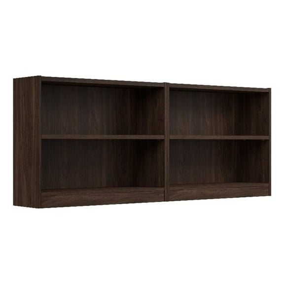 Maklaine Universal Small 2 Shelf Bookcase Set in Black Walnut - Engineered Wood