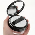 thumbnail image 2 of Portable Empty Powder Case Mirror Loose Powder Container Makeup Case with Powder Puff (Black), 2 of 8