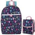 thumbnail image 4 of 15 Inch Pastel Heart Printed Backpack with Matching Velcro Closure Lunchbag, 4 of 8