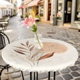 thumbnail image 6 of Beige Geometric Round Tablecloth for 45-54 Inch Tables, Fitted Table Cover with Elastic Edge, Modern Abstract Art Botanical Waterproof Outdoor Table Cloth Protector for Patio Garden Dinner Picnic, 6 of 9